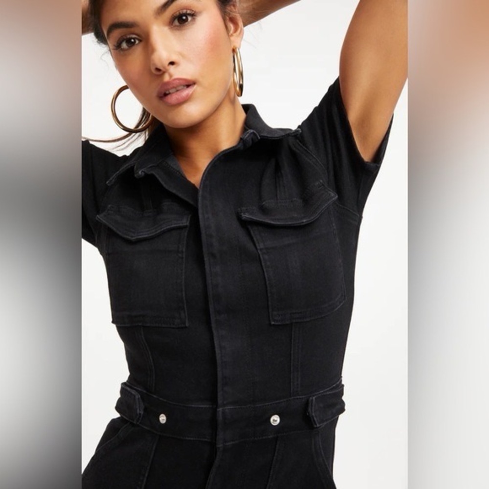 GOOD AMERICAN Black Belted Fit for Success Streetwear Jumpsuit - Size L - Picture 5 of 10